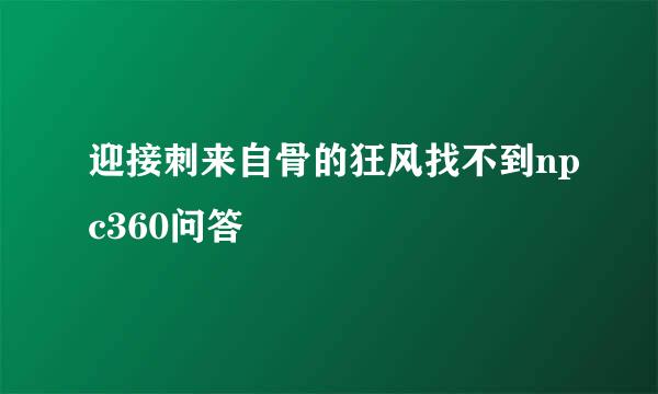 迎接刺来自骨的狂风找不到npc360问答