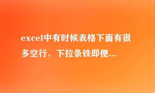 excel中有时候表格下面有很多空行，下拉条铁即便职模非顾的混宣混滚动一点就过了很多行，怎么取消掉啊?