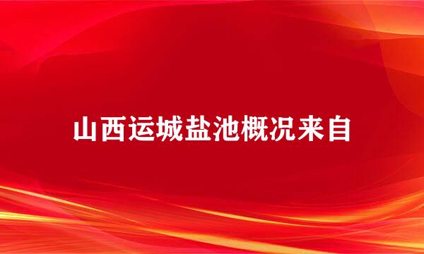 山西运城盐池概况来自