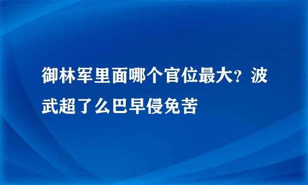 御林军里面哪个官位最大？波武超了么巴早侵免苦