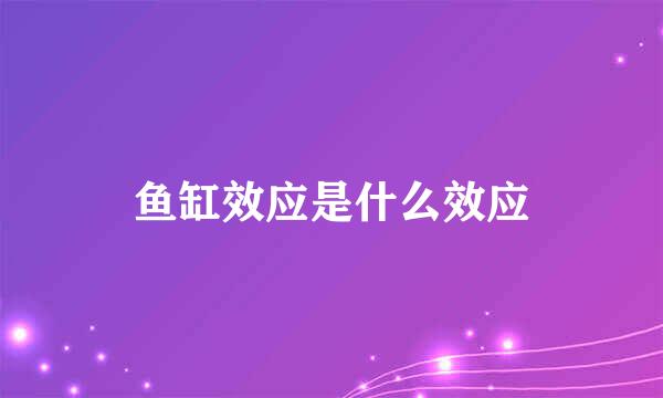 鱼缸效应是什么效应