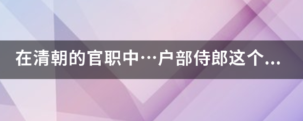 在清朝的官职中…户部侍郎这个官职位大吗…换成现代相当与什么官啊