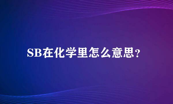 SB在化学里怎么意思？