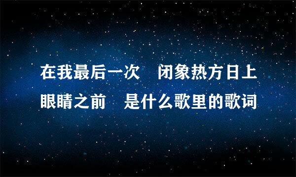 在我最后一次 闭象热方日上眼睛之前 是什么歌里的歌词