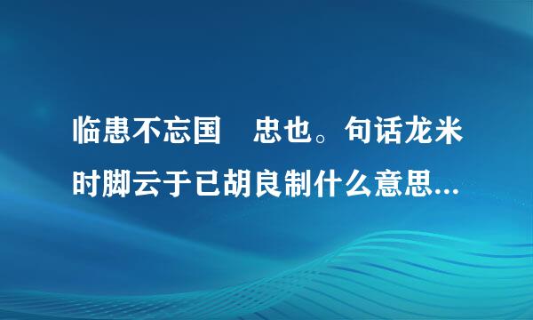 临患不忘国 忠也。句话龙米时脚云于已胡良制什么意思  求解