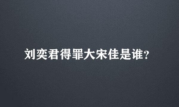 刘奕君得罪大宋佳是谁？