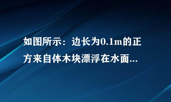 如图所示：边长为0.1m的正方来自体木块漂浮在水面上，其360问答下表面距水面0.06m。请计算木块受到的浮力。