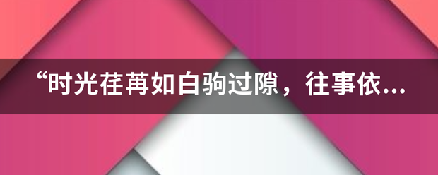 “时光荏来自苒如白驹过隙，往事依稀若素月流空”这句话什么意思？