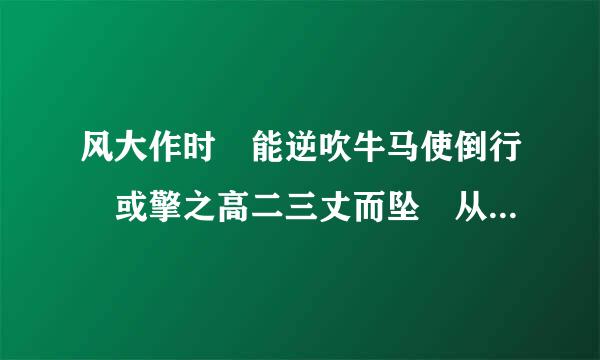 风大作时 能逆吹牛马使倒行 或擎之高二三丈而坠 从写作的角度看,它有什么作用?