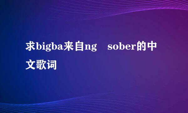 求bigba来自ng sober的中文歌词