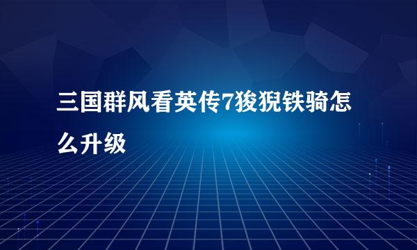 三国群风看英传7狻猊铁骑怎么升级