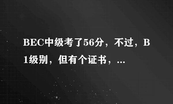 BEC中级考了56分，不过，B1级别，但有个证书，引束露跟写着“COUNCIL OF EUROPE LEVEL B1”这证书能当初级用吗