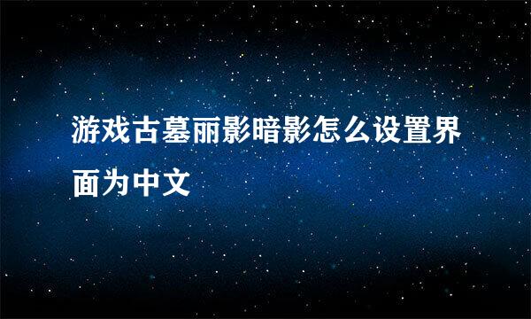 游戏古墓丽影暗影怎么设置界面为中文