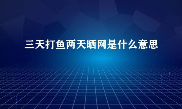 三天打鱼两天晒网是什么意思