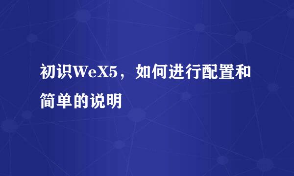 初识WeX5，如何进行配置和简单的说明