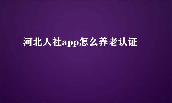 河北人社app怎么养老认证