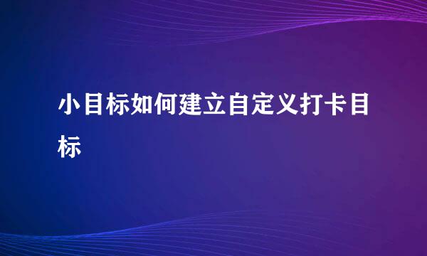 小目标如何建立自定义打卡目标