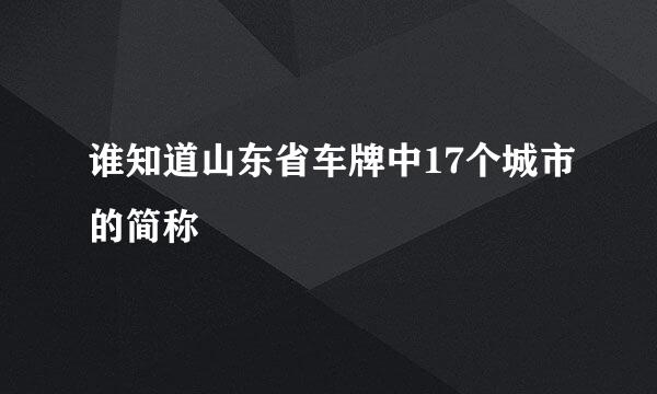 谁知道山东省车牌中17个城市的简称