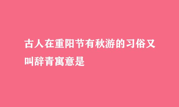 古人在重阳节有秋游的习俗又叫辞青寓意是