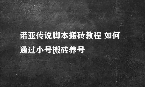 诺亚传说脚本搬砖教程 如何通过小号搬砖养号