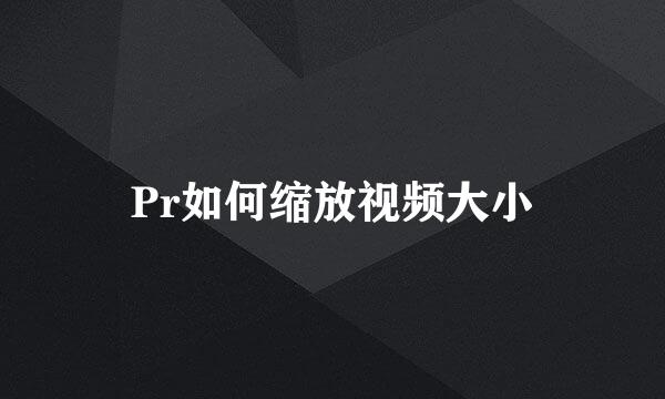 Pr如何缩放视频大小