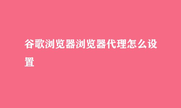 谷歌浏览器浏览器代理怎么设置