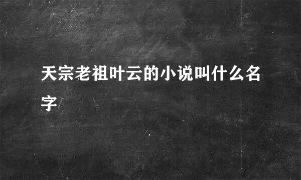 天宗老祖叶云的小说叫什么名字