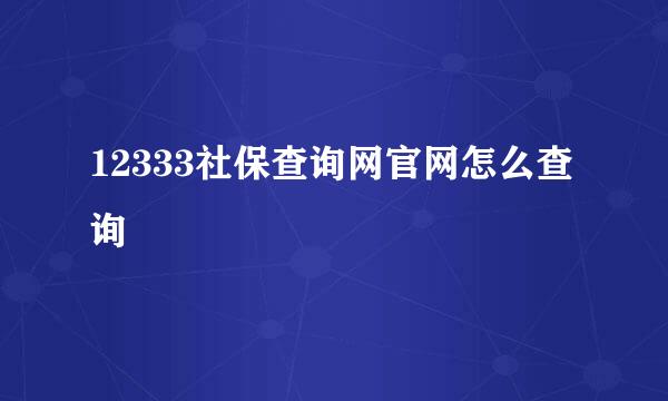 12333社保查询网官网怎么查询