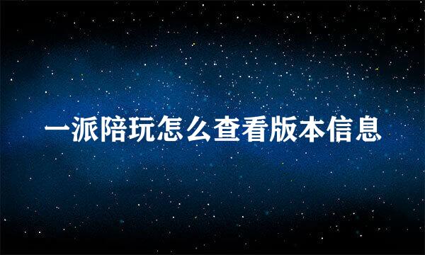 一派陪玩怎么查看版本信息