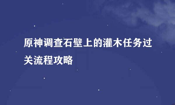 原神调查石壁上的灌木任务过关流程攻略