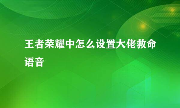 王者荣耀中怎么设置大佬救命语音