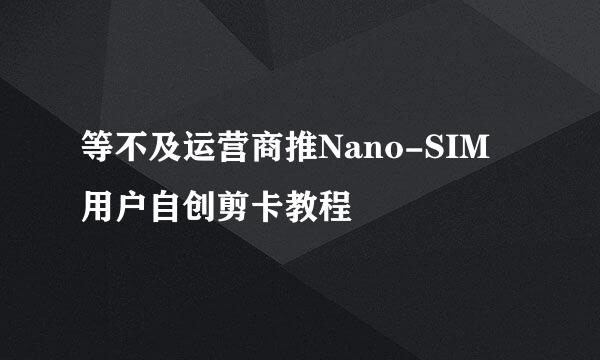 等不及运营商推Nano-SIM 用户自创剪卡教程