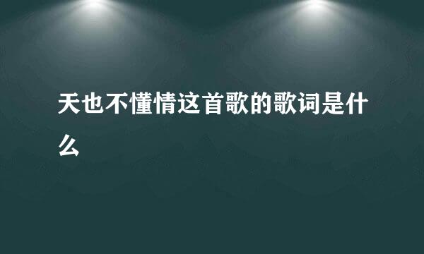 天也不懂情这首歌的歌词是什么