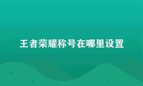 王者荣耀称号在哪里设置