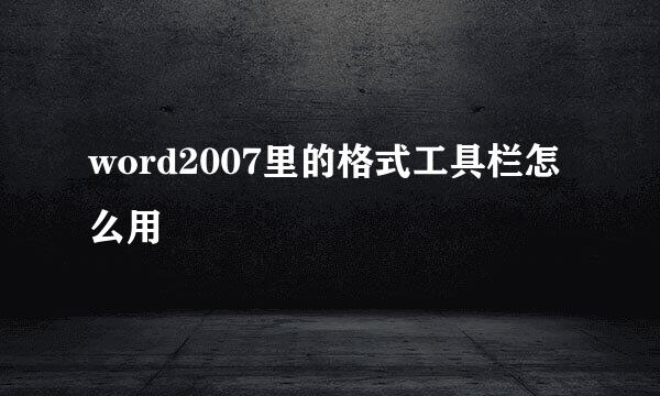 word2007里的格式工具栏怎么用