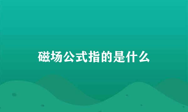 磁场公式指的是什么