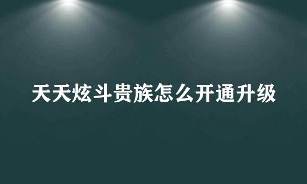 天天炫斗贵族怎么开通升级