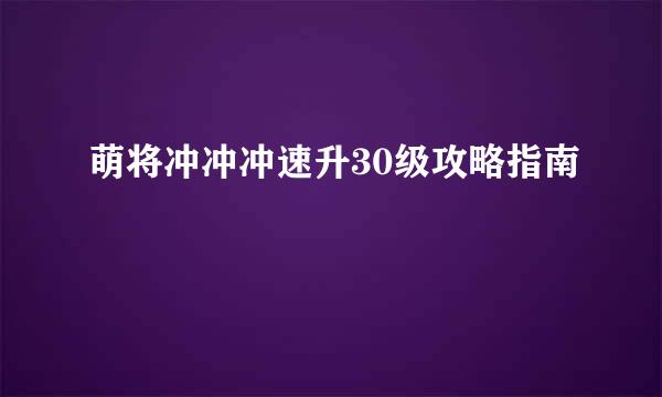 萌将冲冲冲速升30级攻略指南