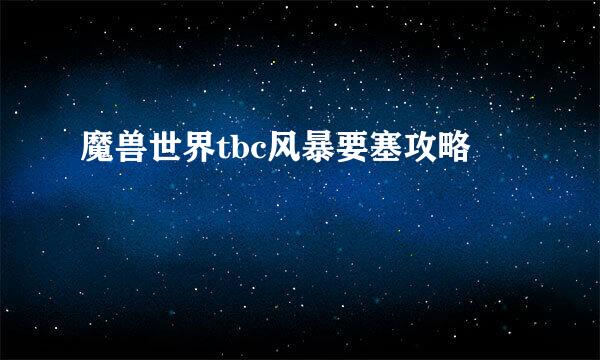 魔兽世界tbc风暴要塞攻略