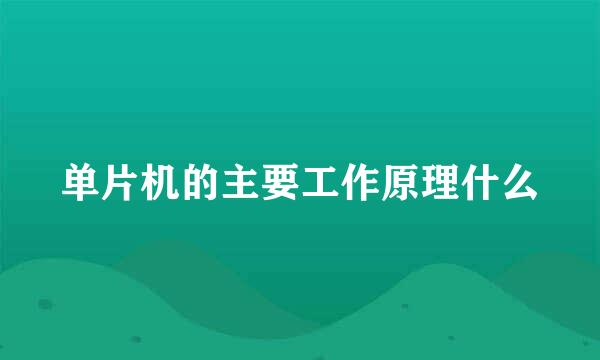 单片机的主要工作原理什么