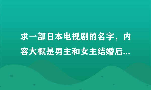 求一部日本电视剧的名字，内容大概是男主和女主结婚后男主的占有欲特别强（男主有心理上的问题）