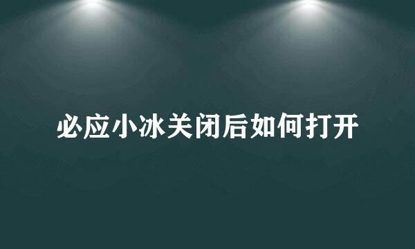 必应小冰关闭后如何打开