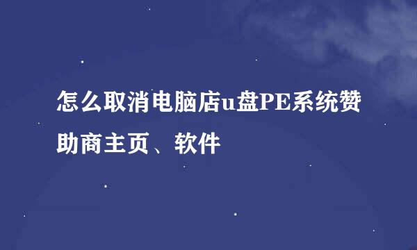 怎么取消电脑店u盘PE系统赞助商主页、软件