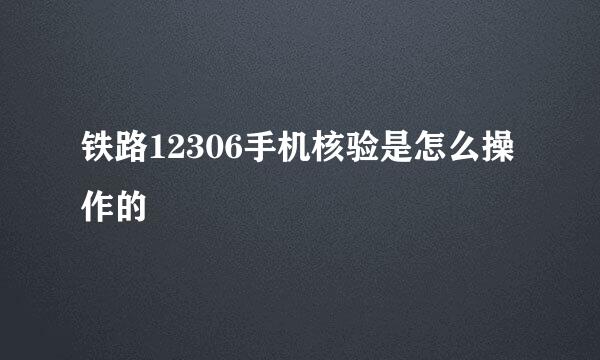 铁路12306手机核验是怎么操作的