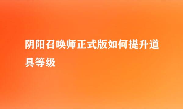 阴阳召唤师正式版如何提升道具等级