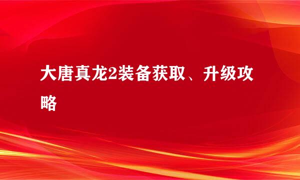 大唐真龙2装备获取、升级攻略