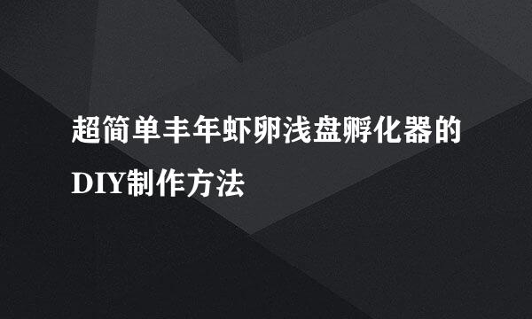 超简单丰年虾卵浅盘孵化器的DIY制作方法