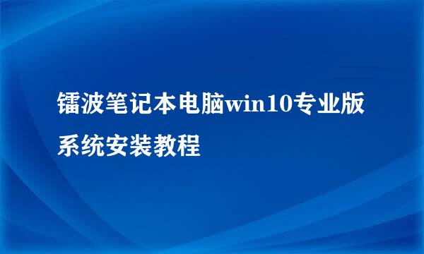 镭波笔记本电脑win10专业版系统安装教程