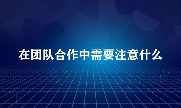 在团队合作中需要注意什么