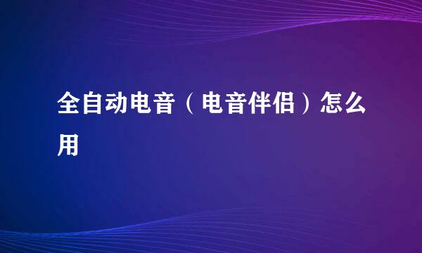 全自动电音（电音伴侣）怎么用